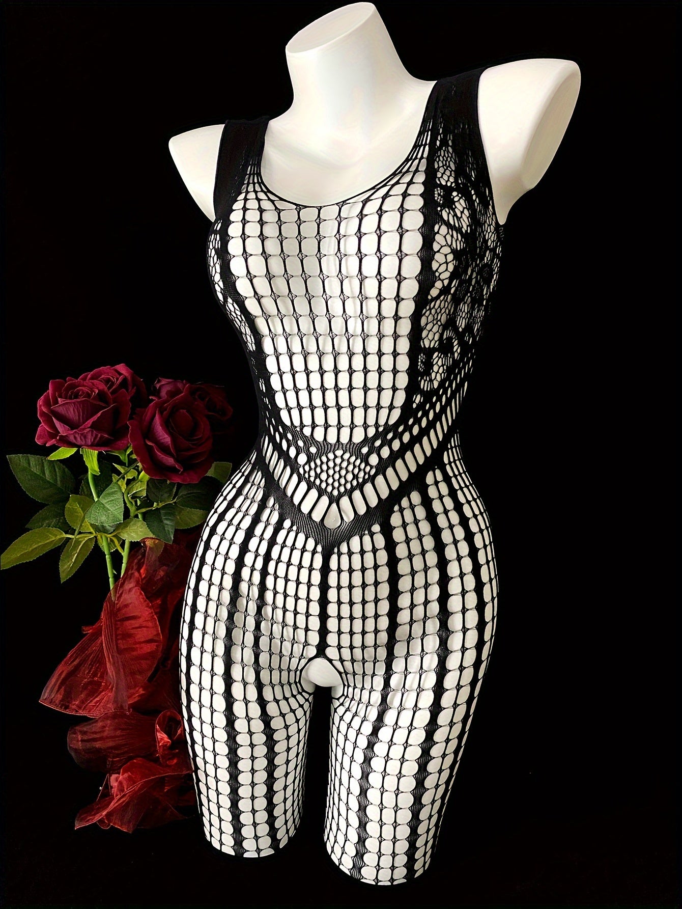 Женский боди из прозрачной кружевной сетки для полных женщин с высокой эластичностью, нижнее белье