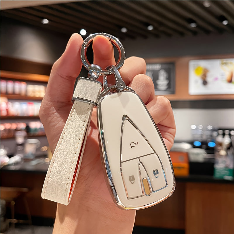 Car Key Cover Case for SUV TPU Leather Key Shell with Key Chain