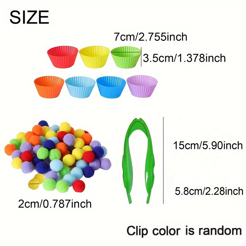 Children's Educational Toy Colorful Plush Balls for Sorting Counting and Concentration Age 3+