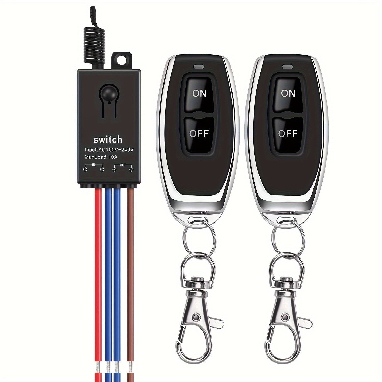 Wireless Remote Control Lighting Switch AC 110-240V 10A Compact Metal Plastic