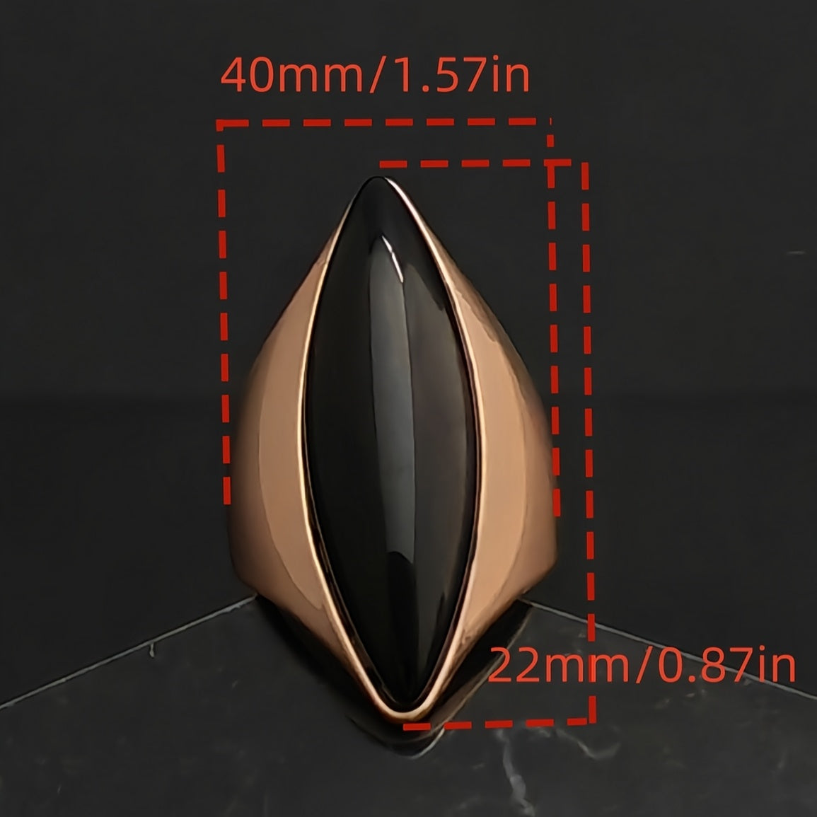 Stainless Steel Ring with Black Synthetic Stone for Men and Women