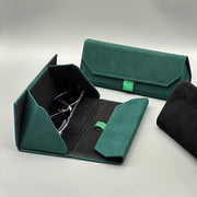 Triangular Artificial Leather Eyewear Case with Pull Tab, Crush-Proof and Protective