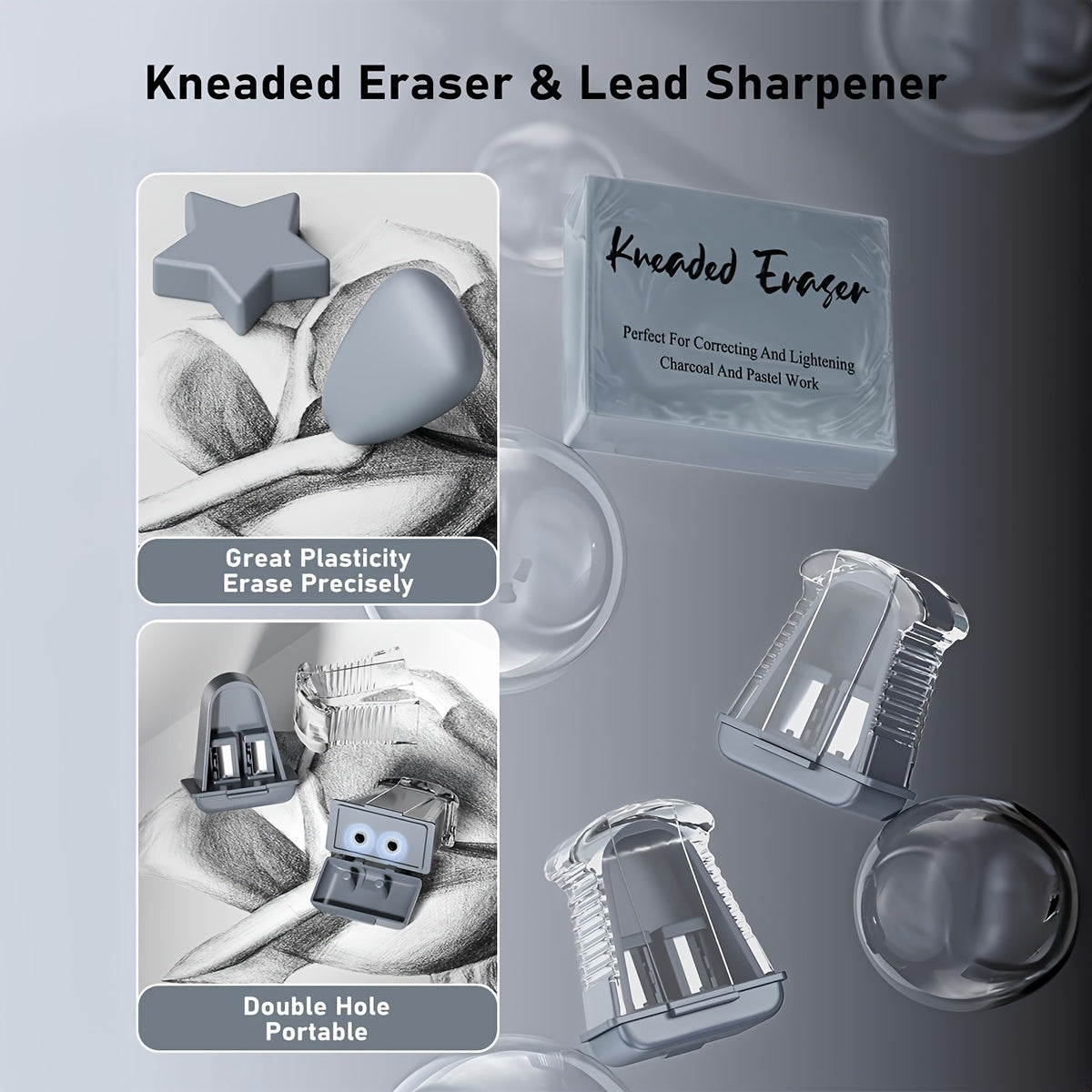 Rasm chizish va eskiz uchun 25 ta san'at to'plami, mexanik qalamlar, grafit tutqichlar va quti bilan