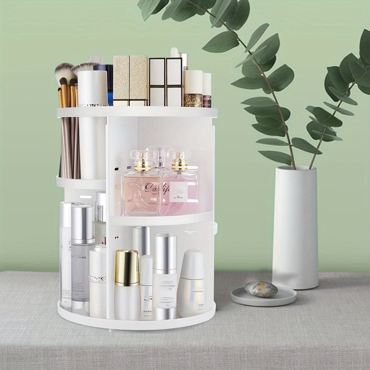 360° Rotating Transparent Makeup Organizer for Bathroom and Bedroom