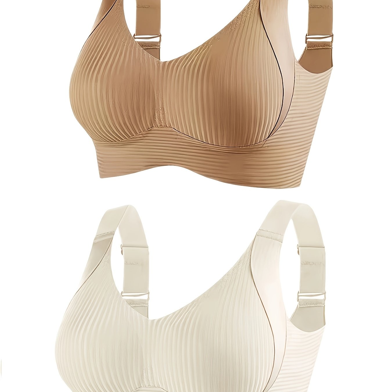 Women's Comfortable Bras with Adjustable Straps and Fixed Pads, No Visible Lines (2 Pairs)