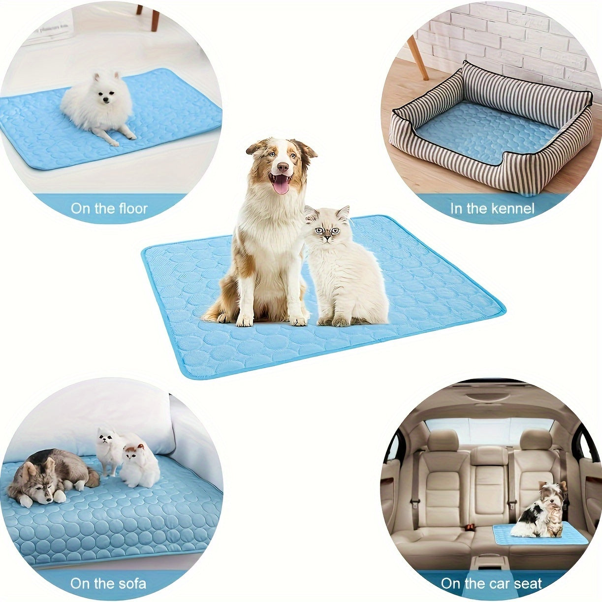 XL Cooling Pet Mat for Dogs and Cats Waterproof Washable Non-Slip Gray Zigzag Pattern