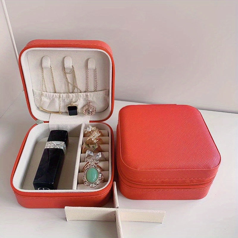 Portable Leather Jewelry Organizer for Earrings Rings and Necklaces