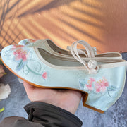 Women's Square Heel Shoes Ethnic Style Cheongsam Hanfu Light Fabric Rubber Sole