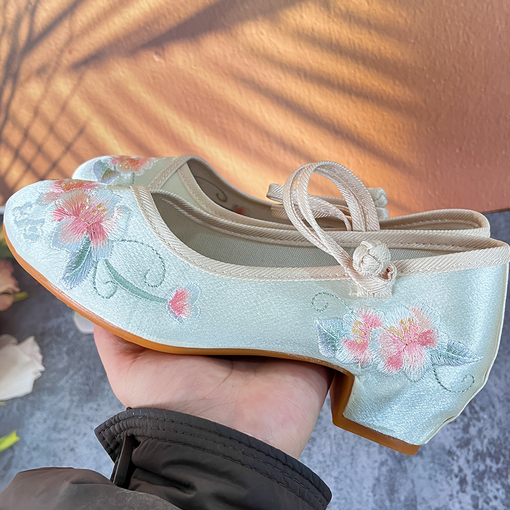 Women's Square Heel Shoes Ethnic Style Cheongsam Hanfu Light Fabric Rubber Sole