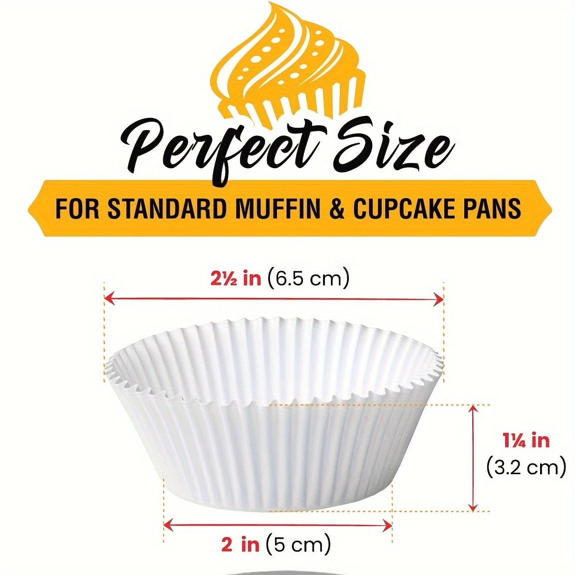 Pack of 200 White Cupcake Liners Disposable Paper Baking Cups 5x3cm