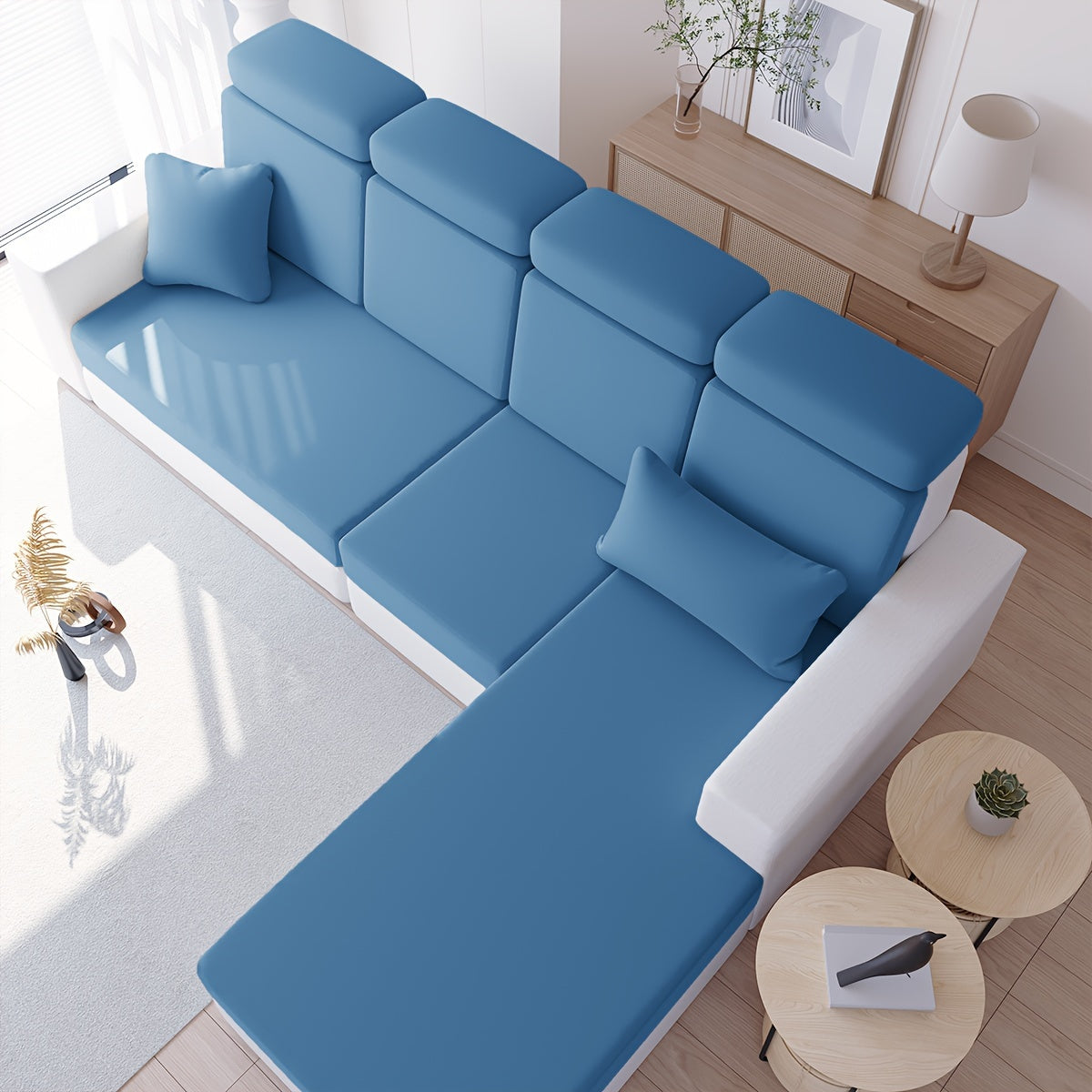 Однотонный эластичный чехол для подушки, устойчивый к загрязнениям.