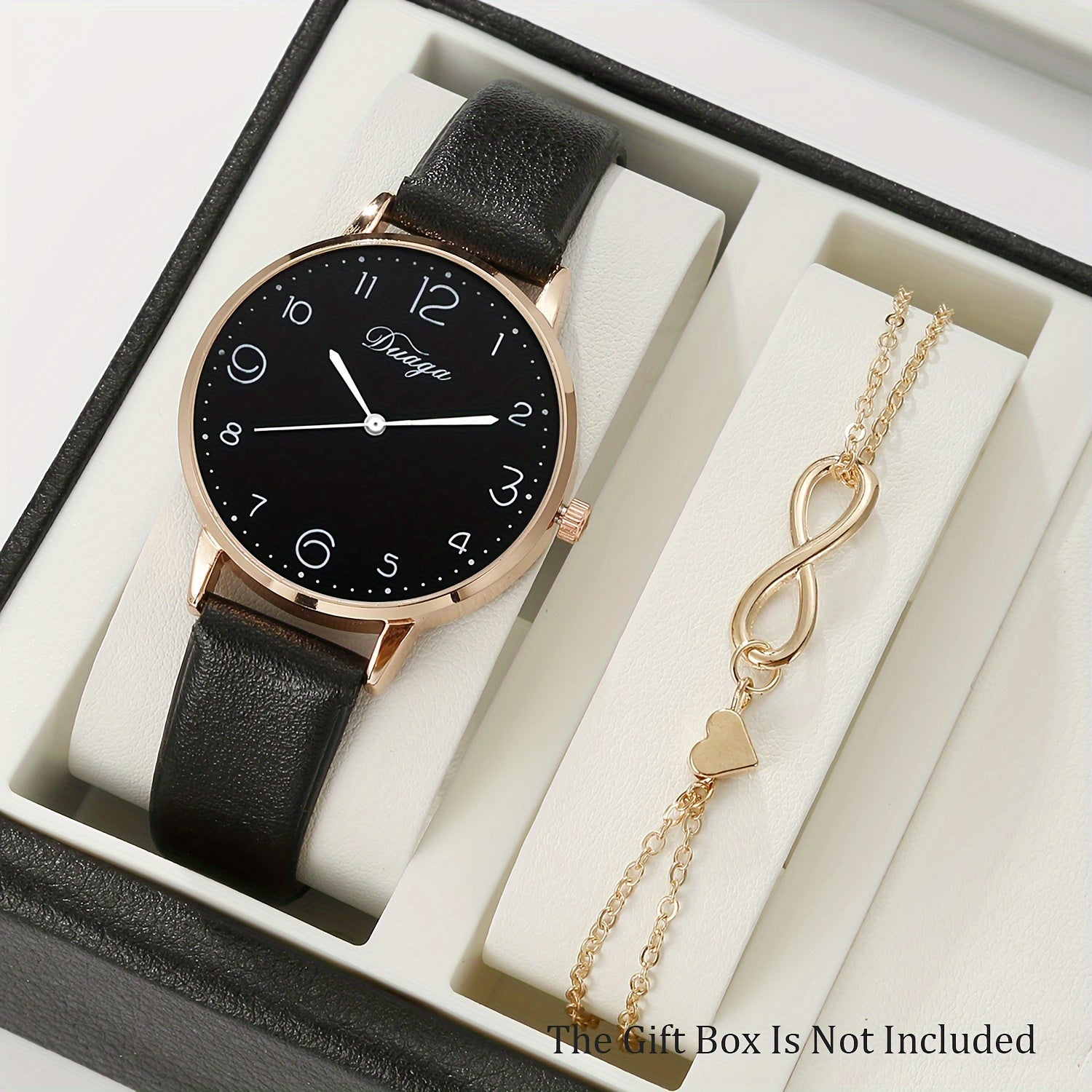 Women's Watch and Heart Bracelet Set Quartz Faux Leather Alloy Case