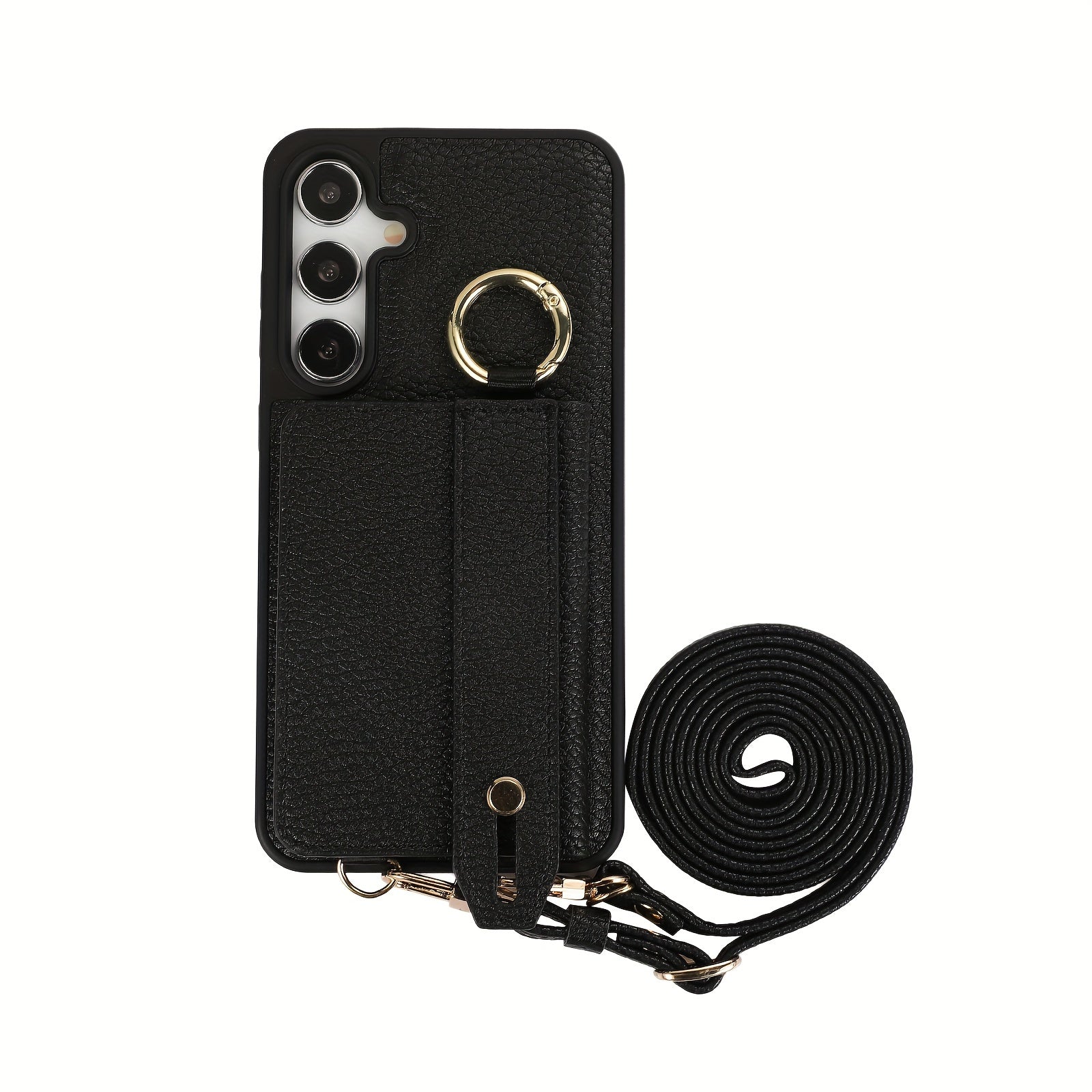 Faux Leather Crossbody Phone Bag for Samsung Plus with Wallet Card Slots Lanyard