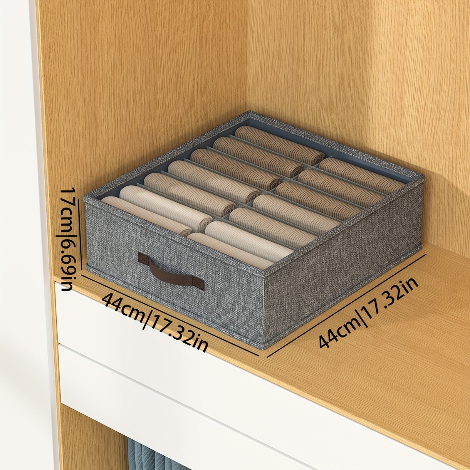 Drawer Organizer for Pants and Leggings with Grids Storage Box for Clothes Underwear Towels