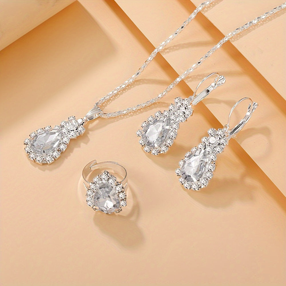 Women's Waterdrop Jewelry Set Necklace Ring Earrings Fashion Daily Vacation Gift