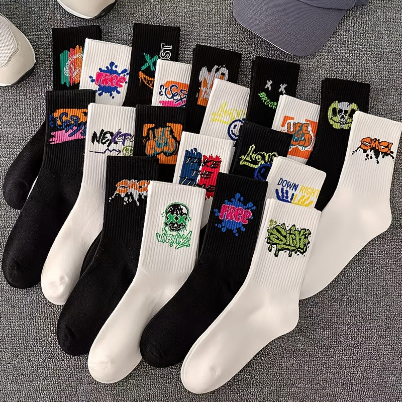 Men's Basketball Socks 8 Pairs Moisture-Wicking Sweat-Resistant Black White