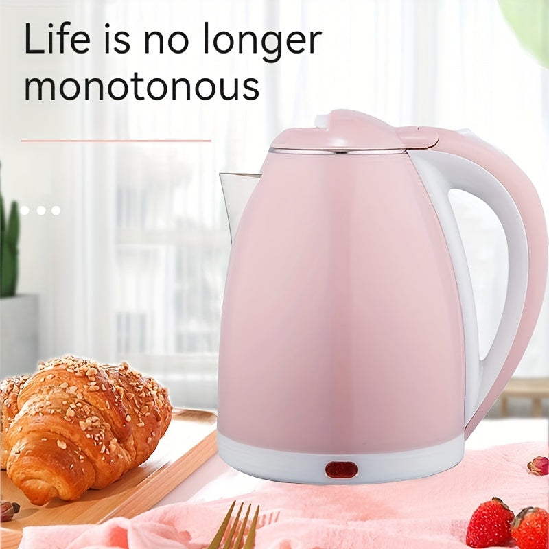 Stainless Steel Electric Kettle White Portable Double Layer Fast Boiling
