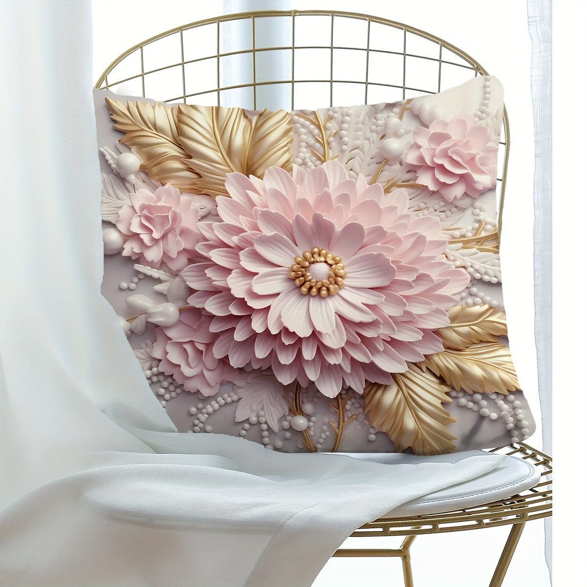 1 мягкая и прочная наволочка с 3D цветочным узором (17.7x17.7 дюйма) с невидимой застежкой для современного домашнего декора. Вставка для подушки не включена.