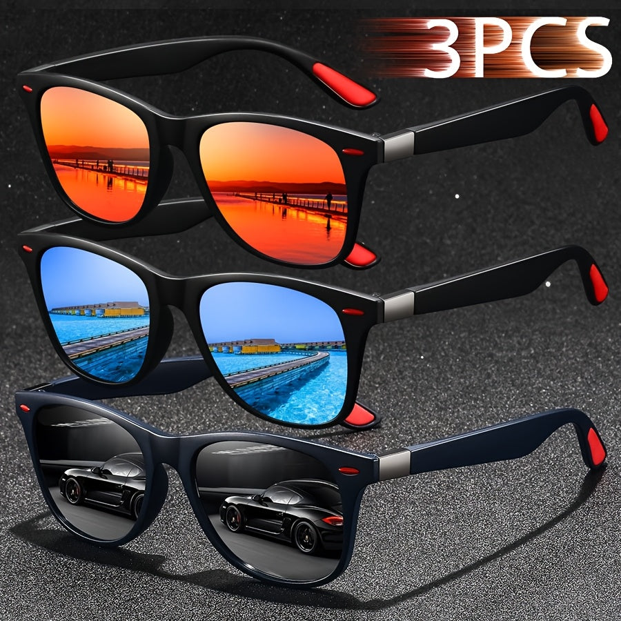 Unisex Vintage Square Glasses Full Rim Polycarbonate Frame Anti-Glare for Driving Hiking and Daily Use