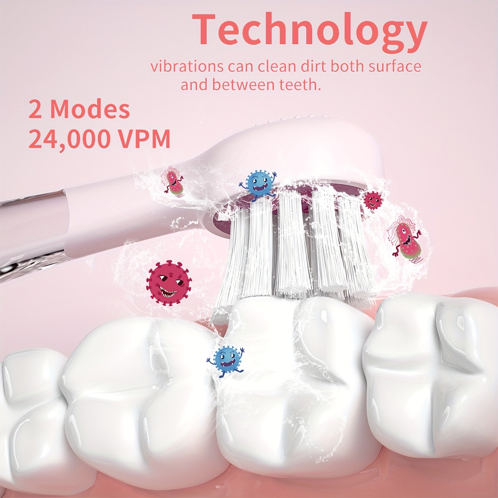 Kids Electric Toothbrush for Ages 0-6 with Whale Design, 8 Replacement Heads, 2-Minute Timer