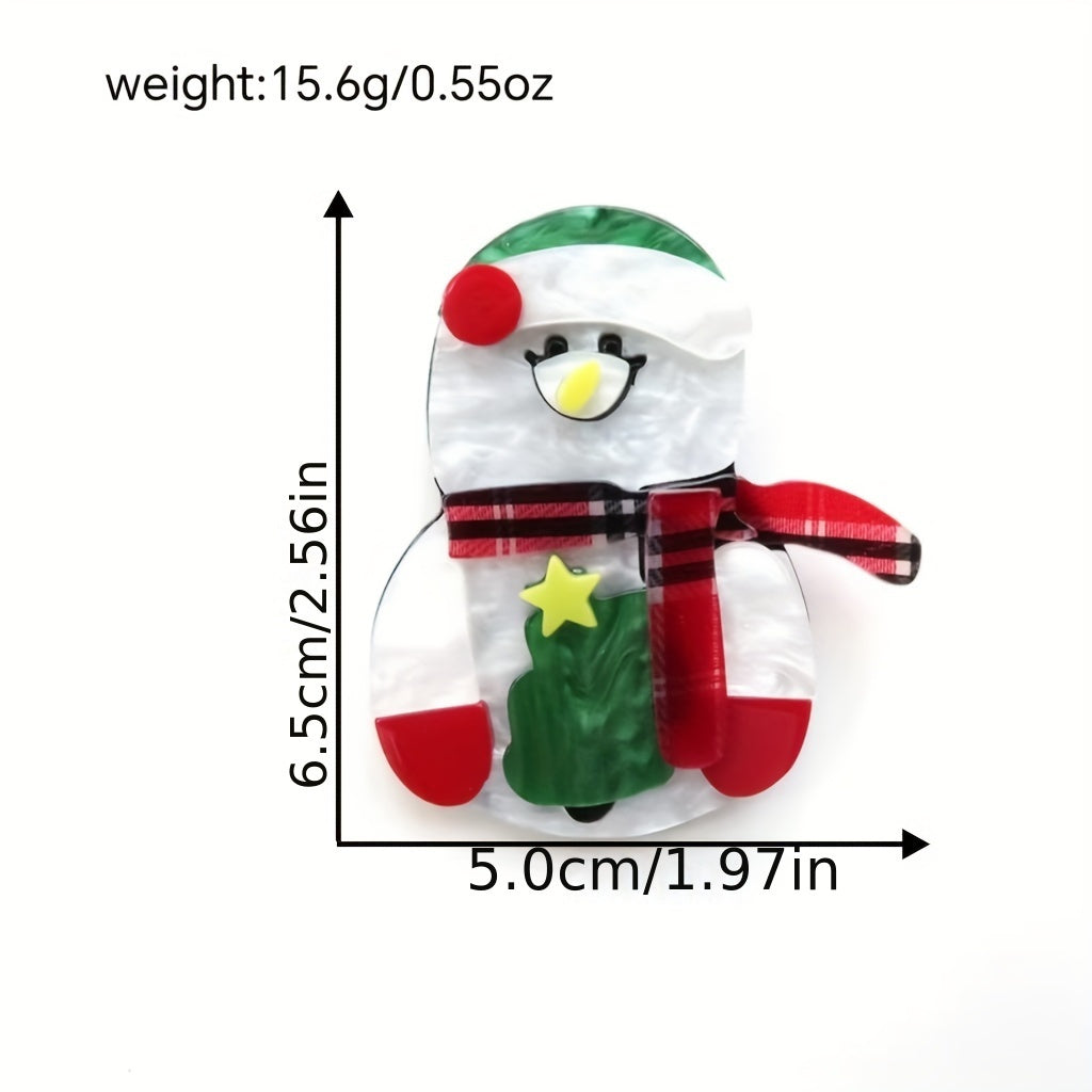Set of Acrylic Snowman Brooch Pins Christmas Themed Holiday Accessories
