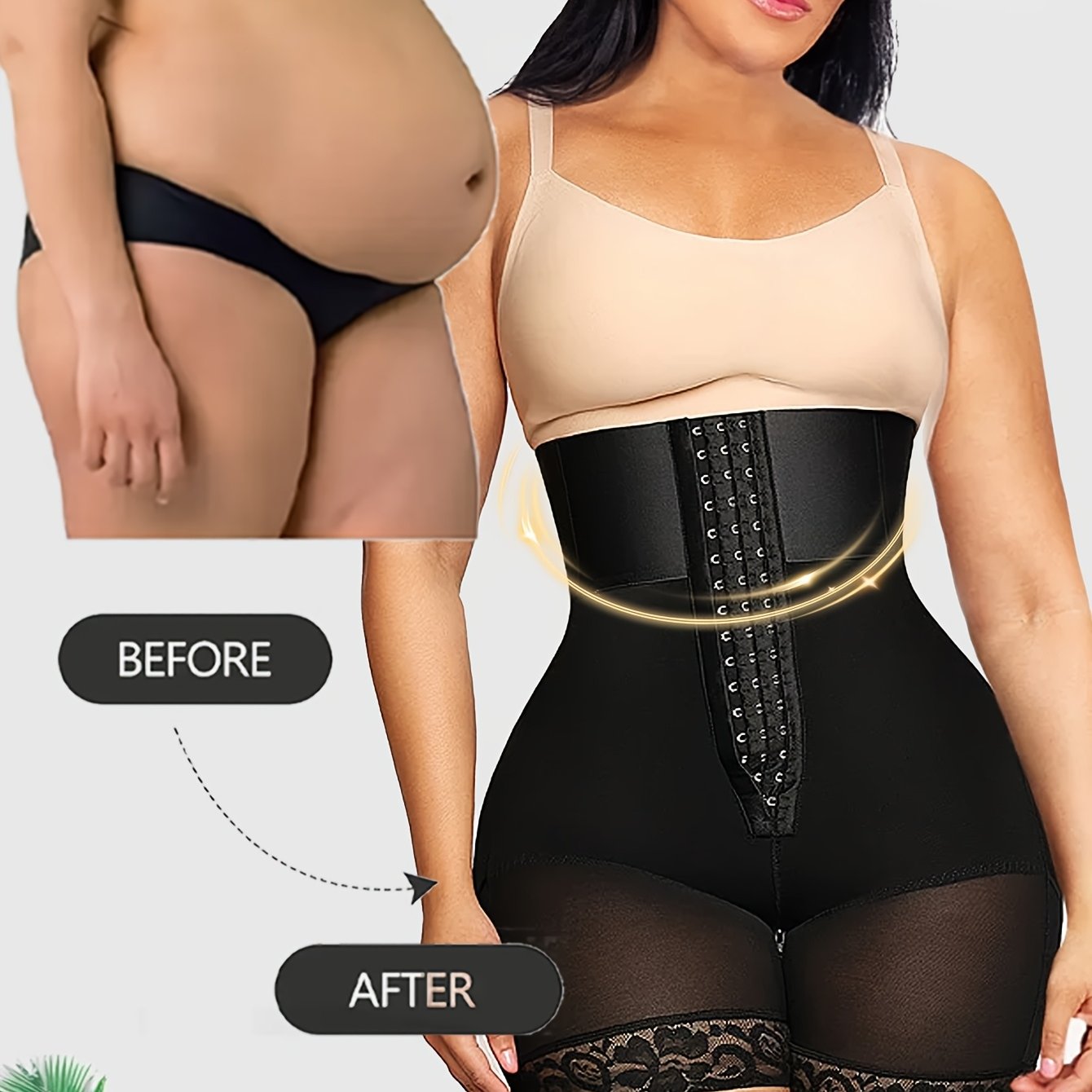 High Waisted Lace Shapewear Shorts for Women Breathable Slimming Underwear Solid Color