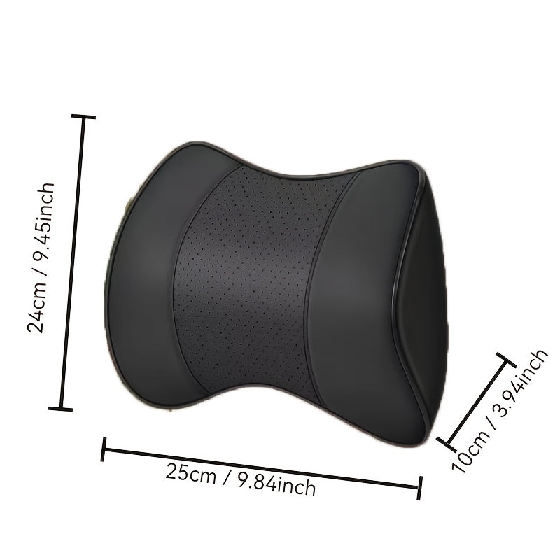 Car Seat Neck Pillow Faux Leather Ergonomic Support Adjustable Strap