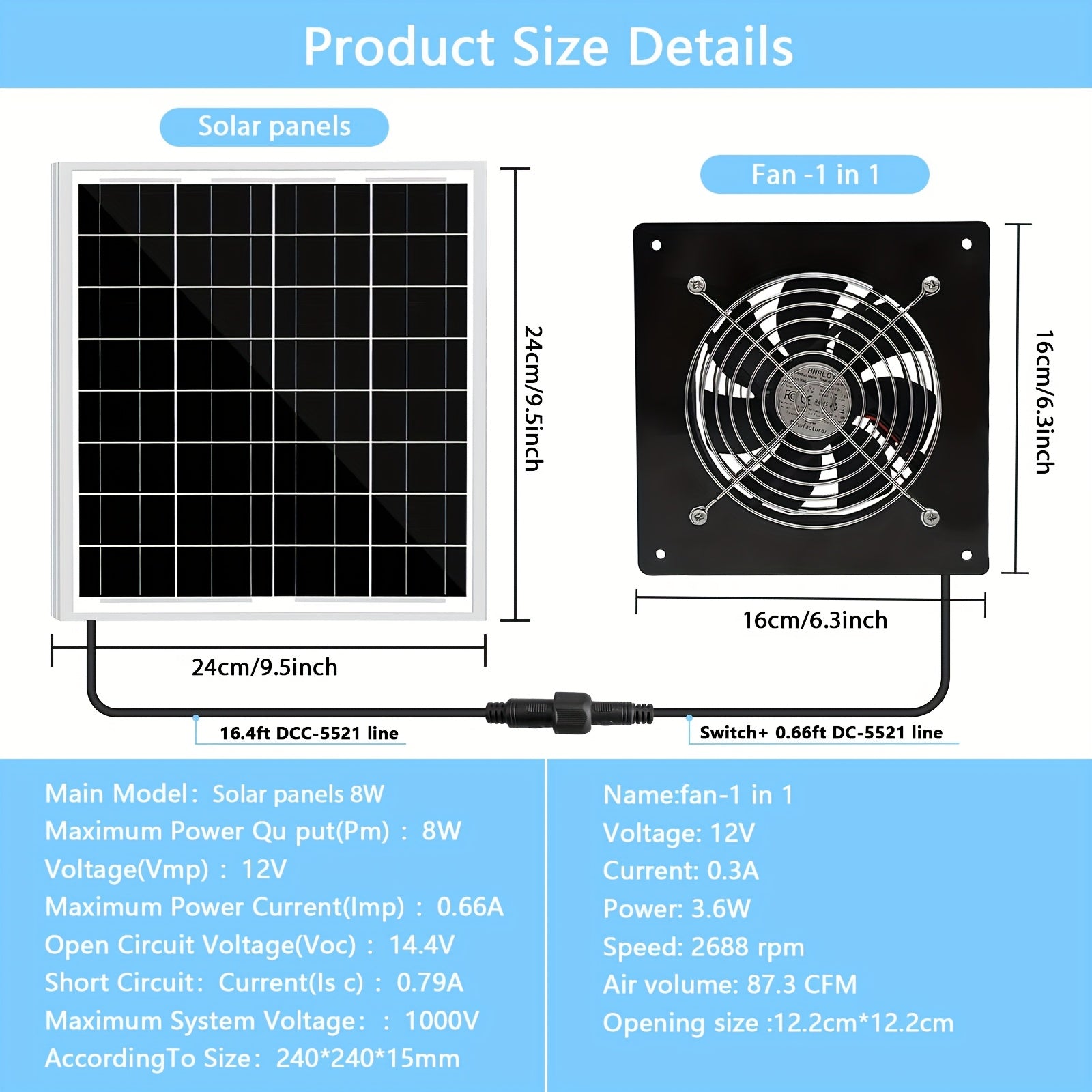 Набор солнечных электровентиляторов для вытяжки, солнечная панель 15 Вт, два высокоскоростных вентилятора для теплиц и сараев