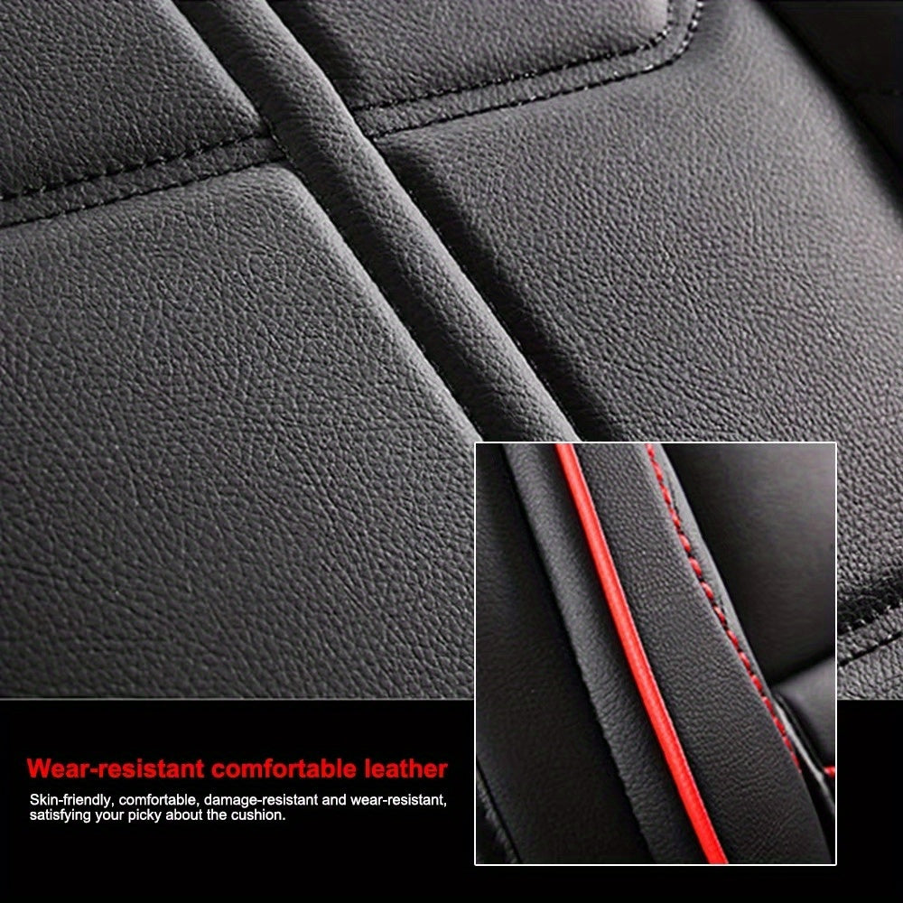 Universal Car Seat Cover Full Set Waterproof PU Leather Beige Full Coverage