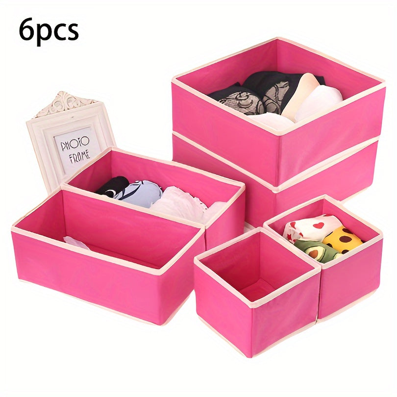 6-Pack Foldable Non-Woven Storage Bins for Closet Organization