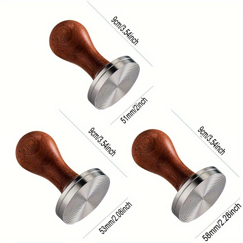 Espresso Tamper Calibrated Stainless Steel Walnut Handle 51/53/58mm