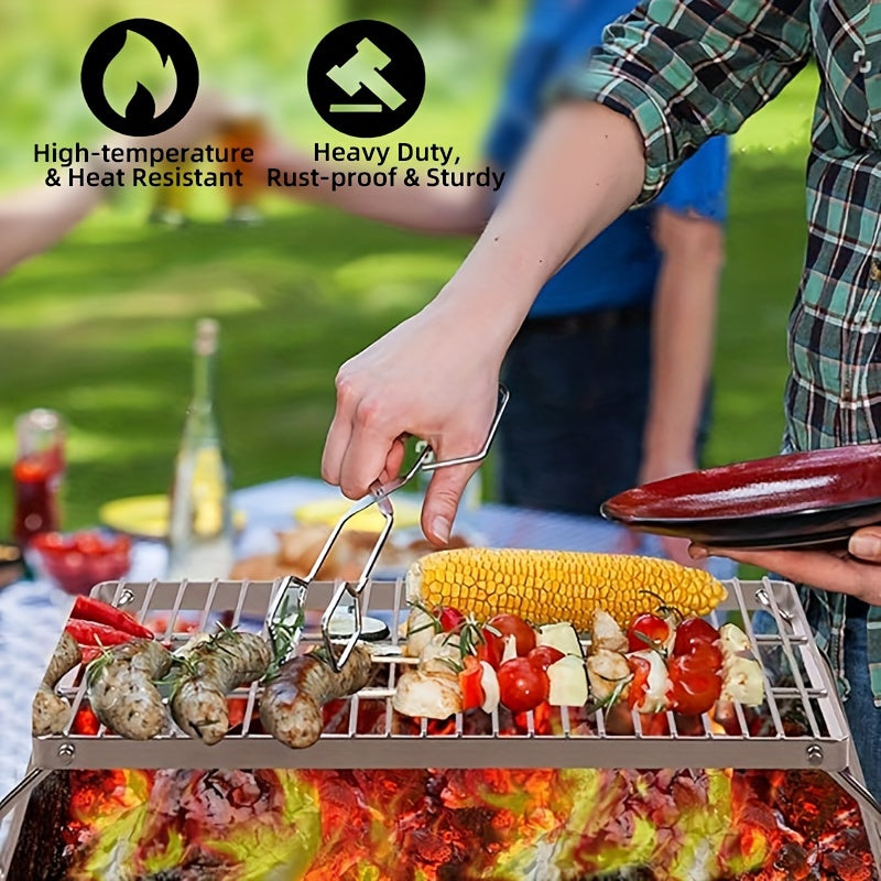 Extra Large Folding Stainless Steel Grill for Camping and BBQs