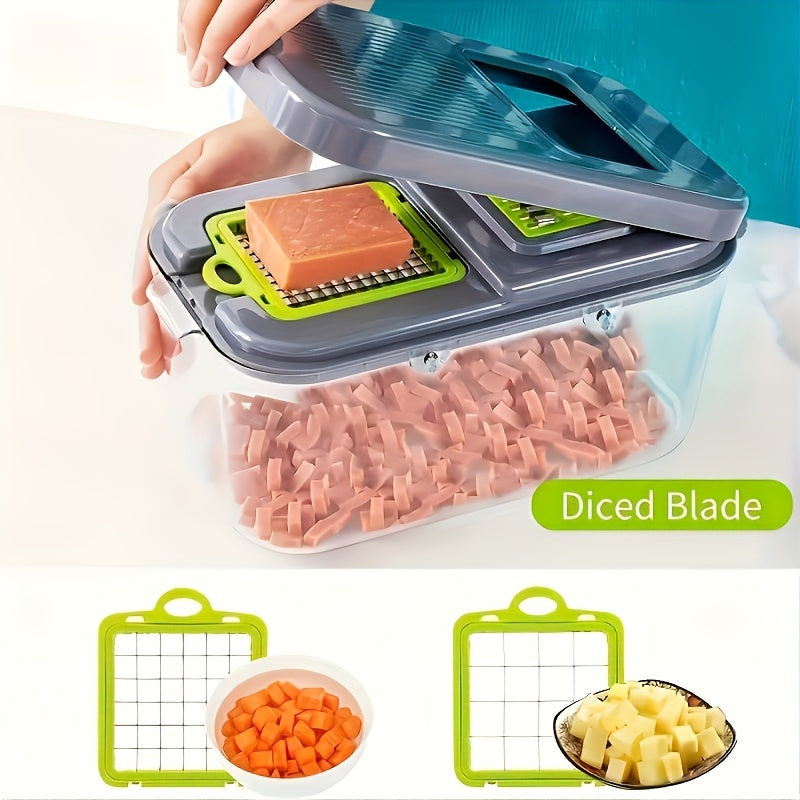 16/22 Combination Kitchen Vegetable Knife Set with 8 Stainless Steel Blades and Food Safe Containers