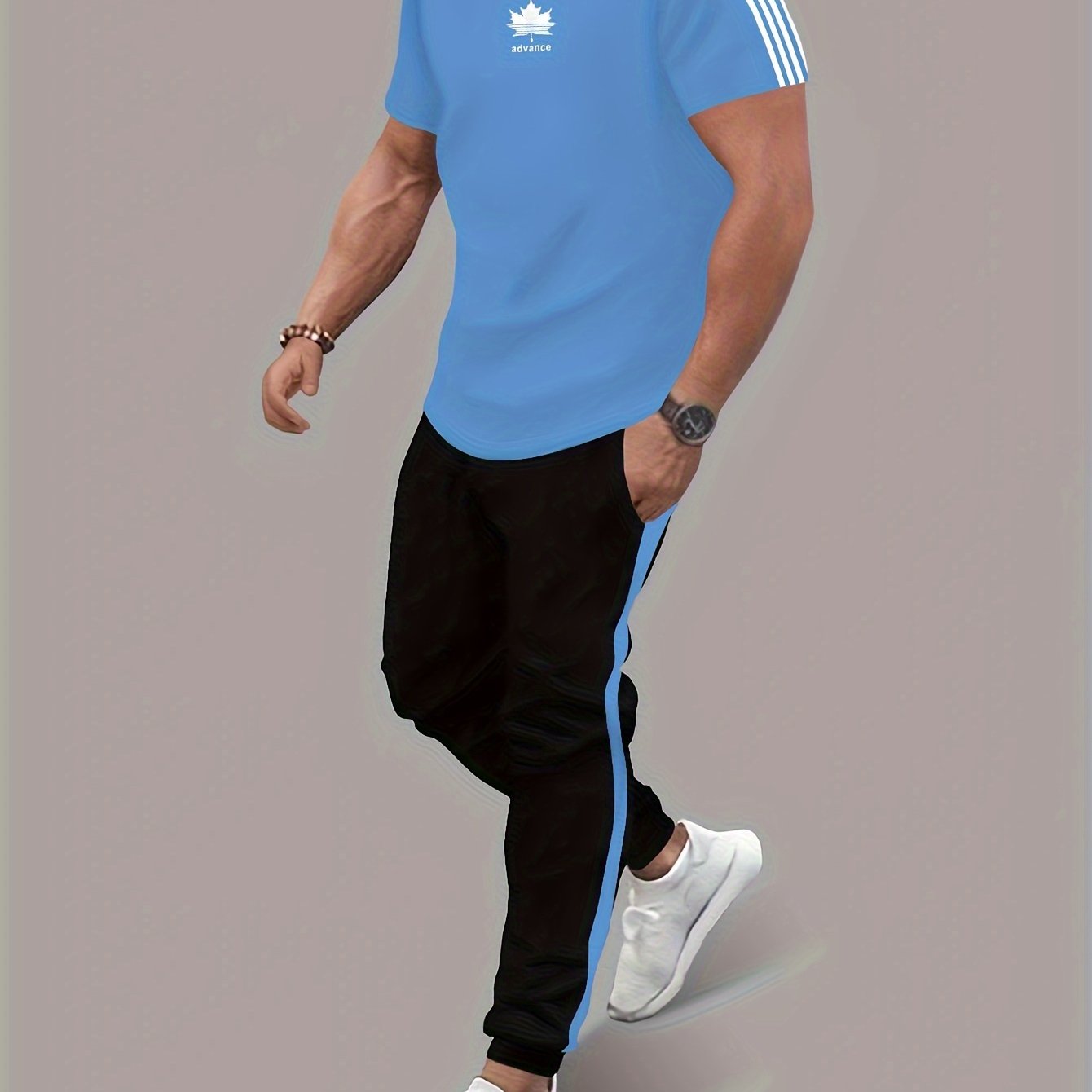 Casual Print Polyester Knit Set with Crew Neck and Regular Fit