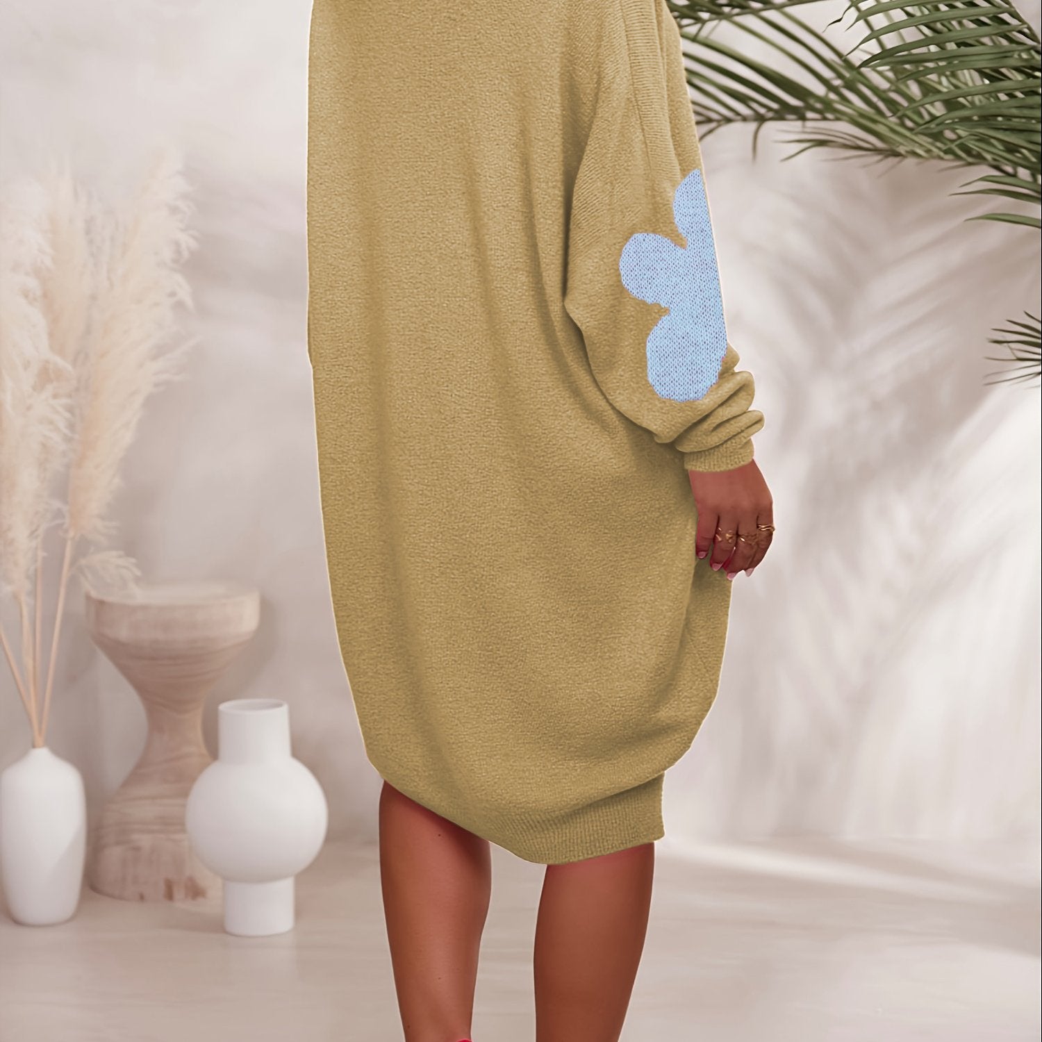 Plus Size Women's Floral Print V-Neck Sweater Knitwear All-Season Comfort