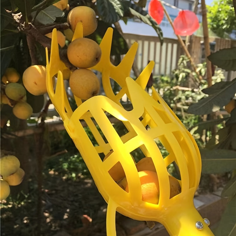 Unisex Fruit Picker Tool Yellow Polypropylene Reusable Lightweight Gardening Equipment