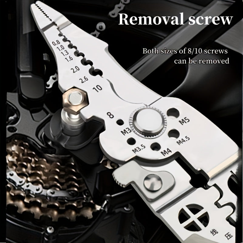 Industrial-Grade Stainless Steel Wire Cutter and Stripper Pliers with Measurement Markings for Electrical Wiring Tasks