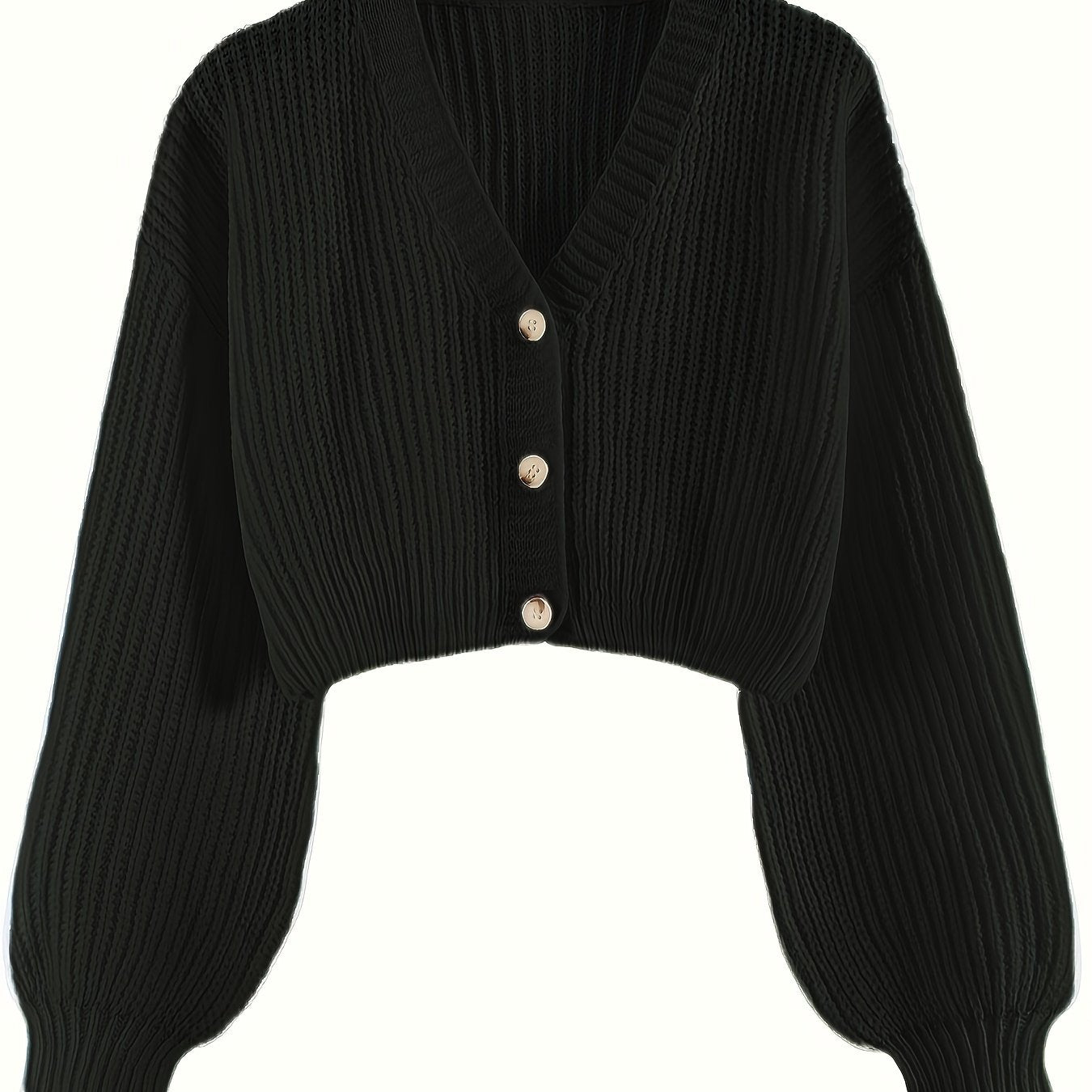 Women's Knit Cardigan Fall Winter Drop Shoulder Ribbed Button Solid Polyester