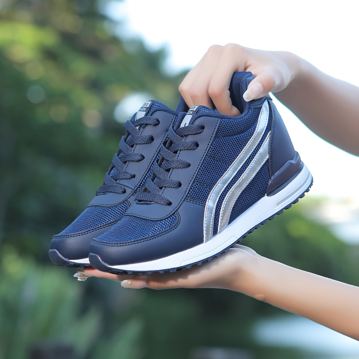 Zapatillas de malla para mujer con elevación en la plantilla interior, de caña baja, para todas las estaciones