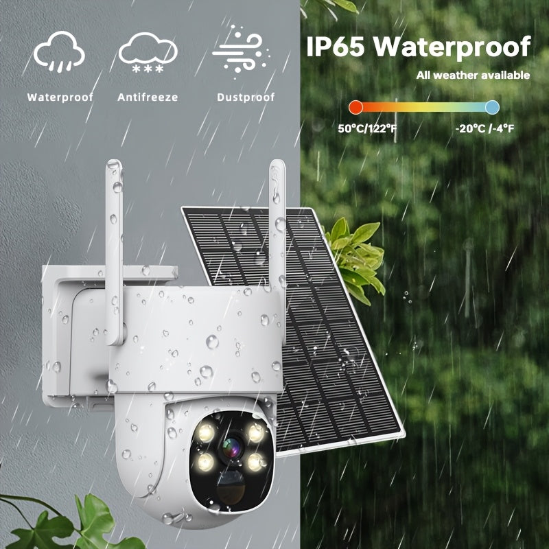 4MP Solar Wireless Outdoor Security Camera with Night Vision Two-Way Audio Motion Detection