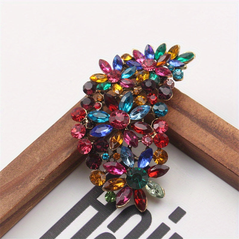 Women’s Feather Brooch with Rhinestones Enamel Flower Pin Jewelry Accessory