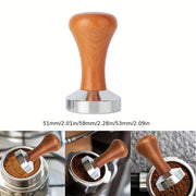 Espresso Coffee Tamper Wooden Handle Food Grade Stainless Steel 51/53/58mm