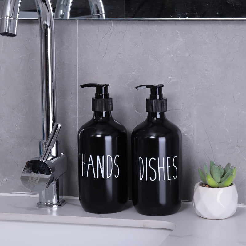 Set of 2 Plastic Soap Dispensers Refillable Bottles for Kitchen Bathroom Decor