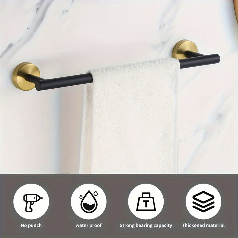 5-Piece Stainless Steel Bathroom Accessory Set Wall-Mounted Towel Bars Towel Ring Toilet Paper Holder Robe Hooks