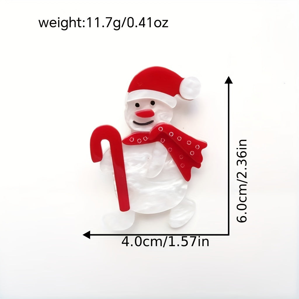 Set of Acrylic Snowman Brooch Pins Christmas Themed Holiday Accessories