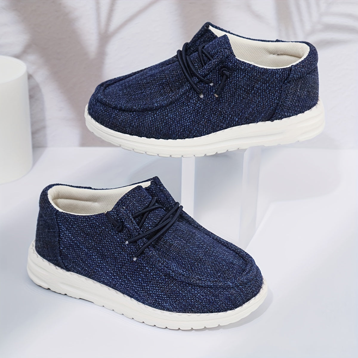 Boys Canvas Sneakers Low Top Slip-On Casual Shoes All-Season Durable EVA Sole