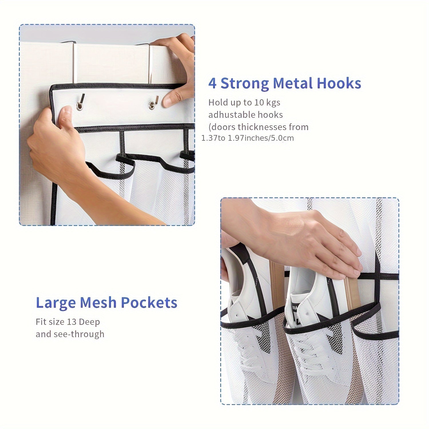 Over-the-Door Hanging Organizer Bags with 35 Pockets for Shoes Clothes Toys and Home Storage