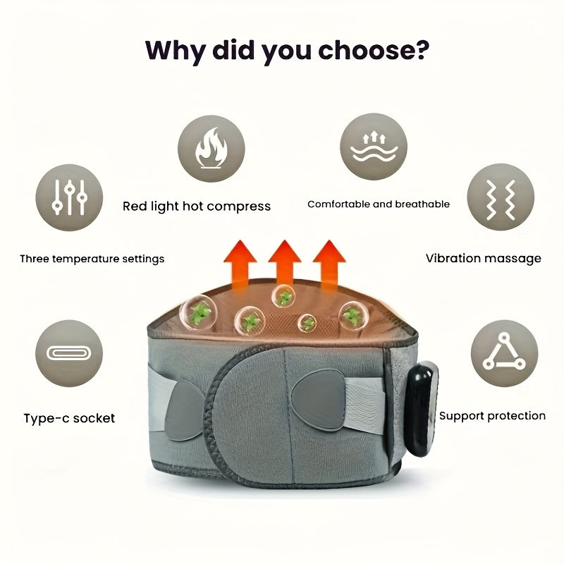 Wireless Rechargeable Lithium Battery Waist Heat Therapy Massage Belt with Adjustable Modes