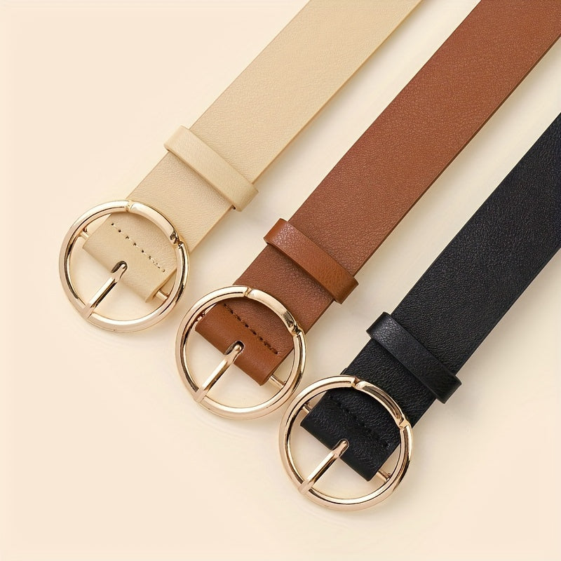 Women's PU Leather Skinny Belts Set with Metal Buckle, Solid Color, Thin Waist Belts for Pants Jeans Dresses