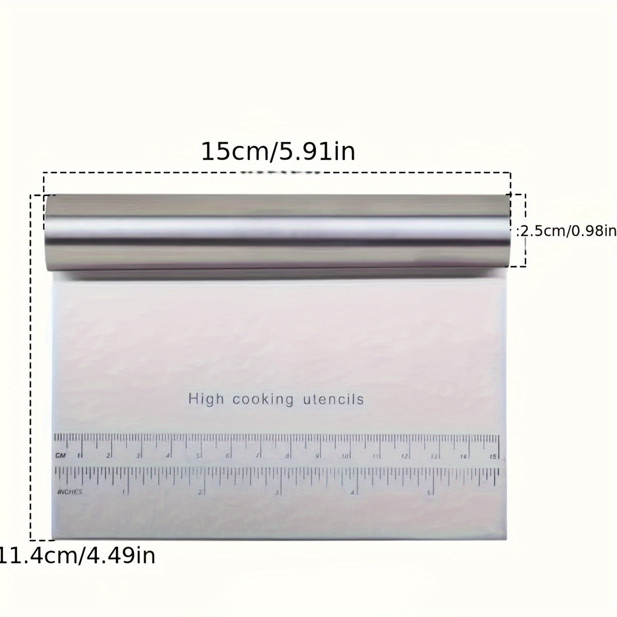 Stainless Steel Dough Scraper with Measurements for Baking and Pizza Slicing